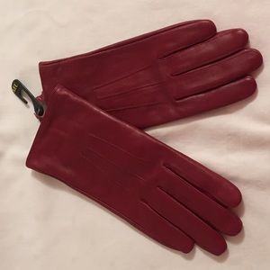 NWT - Red leather gloves -ladies